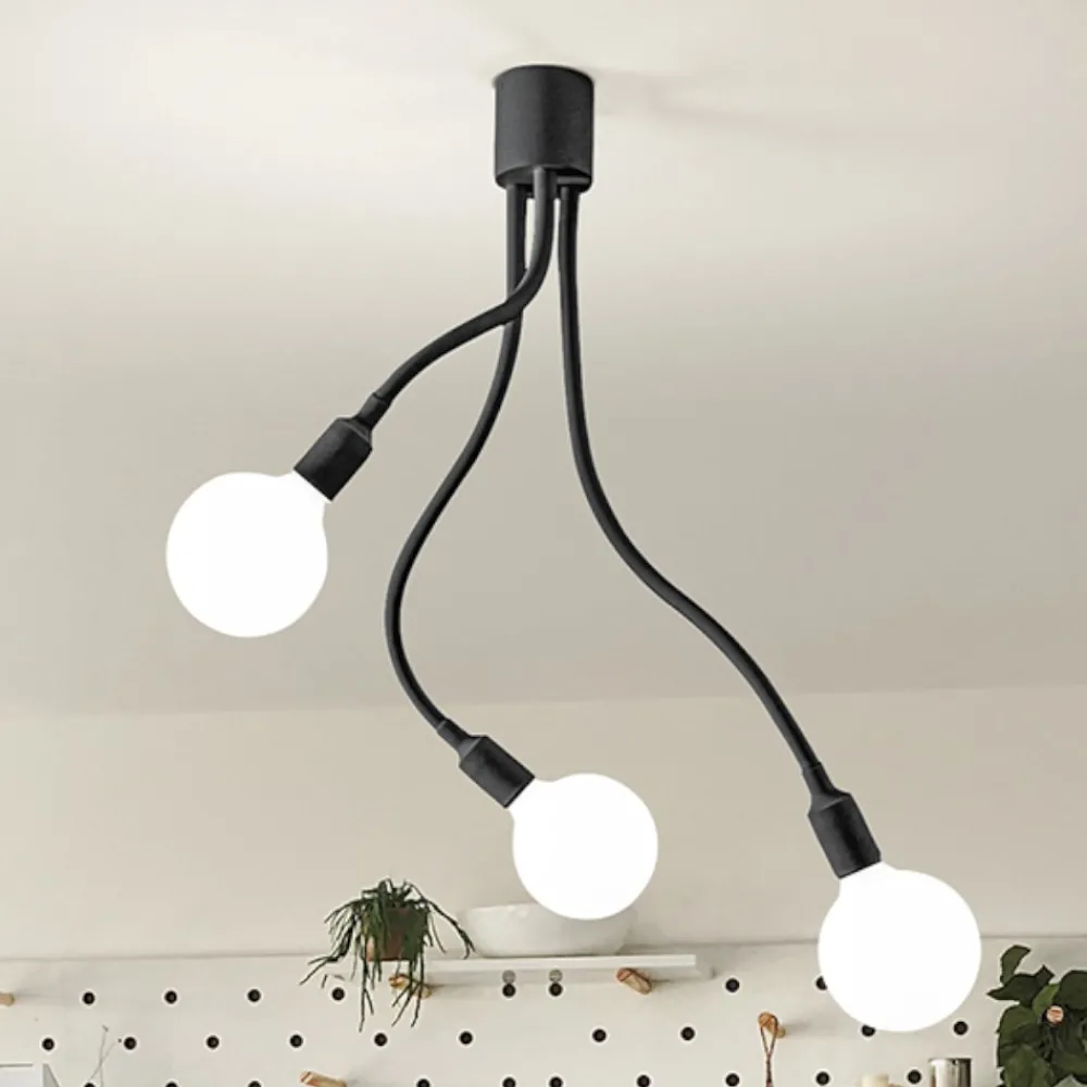 Plafoniere Moderne-Perenz Illuminazione Plafoniera bulbo nera 3 luci orientabili
