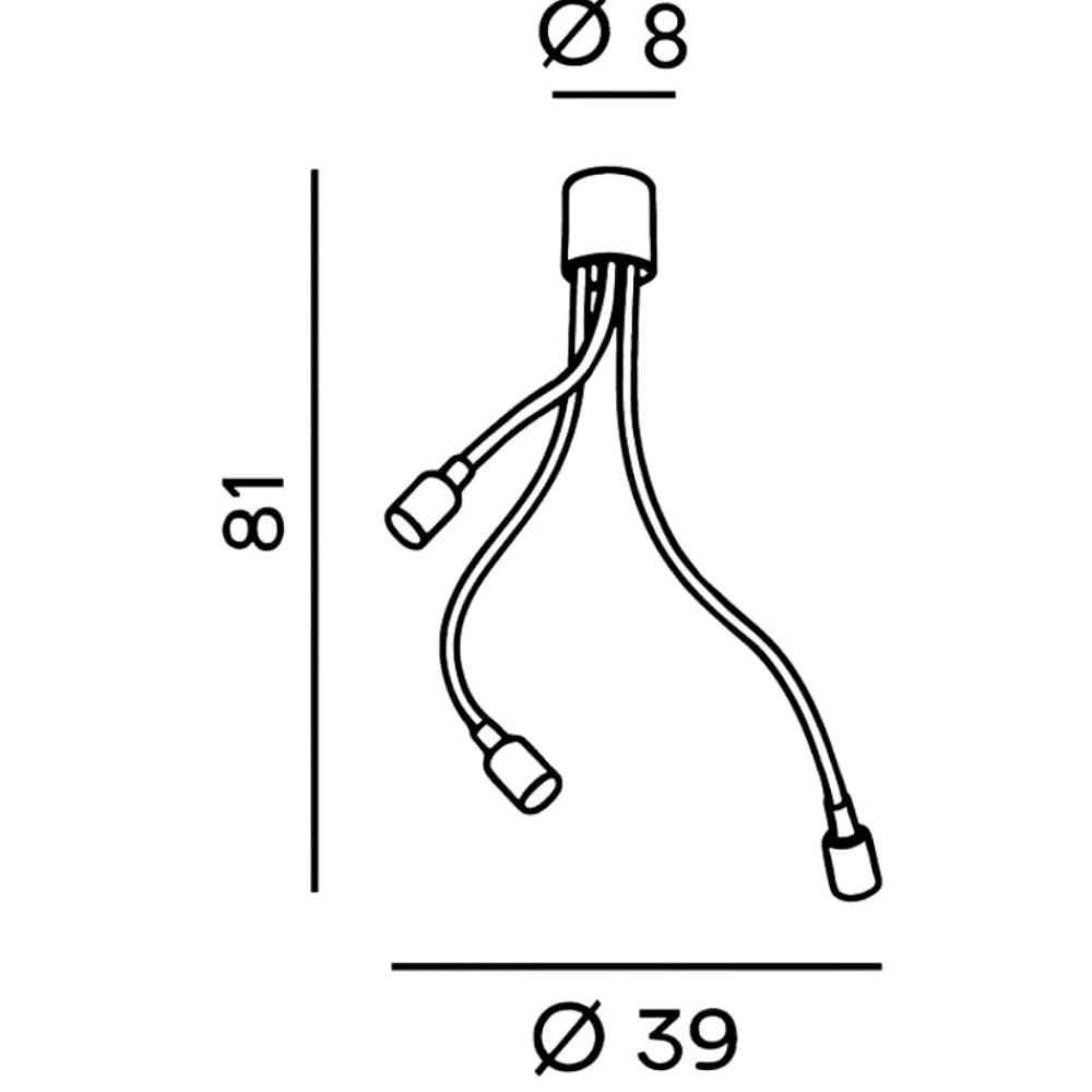 Plafoniere Moderne-Perenz Illuminazione Plafoniera bulbo nera 3 luci orientabili
