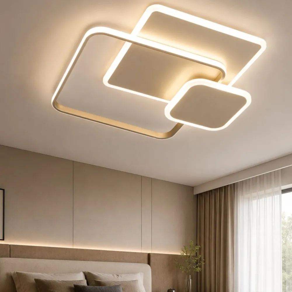 Plafoniere Moderne-Vivida International Plafoniera camera da letto led 60w 3000k 4000k quadrati sabbia vivida