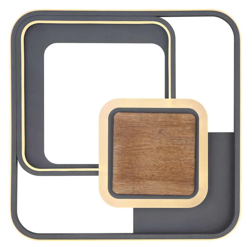 Plafoniere Moderne-Selezionato da Mazzolaluce Plafoniera camera da letto quadrata led 3000k con dettagli in legno