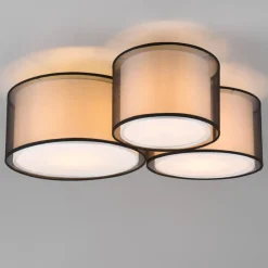 Plafoniere Moderne-Selezionato da Mazzolaluce Plafoniera camera da letto tessuto copertura nera trasparente moderna 3 luci