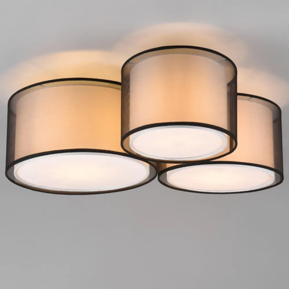Plafoniere Moderne-Selezionato da Mazzolaluce Plafoniera camera da letto tessuto copertura nera trasparente moderna 3 luci