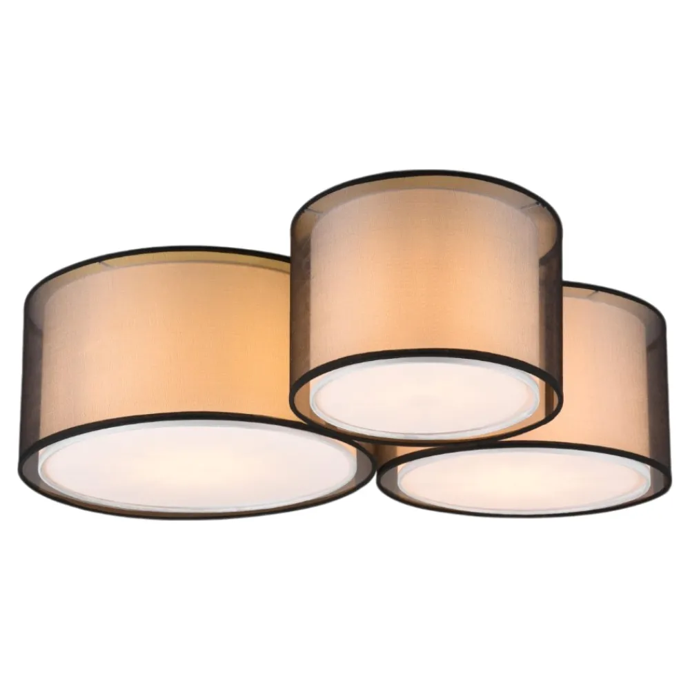 Plafoniere Moderne-Selezionato da Mazzolaluce Plafoniera camera da letto tessuto copertura nera trasparente moderna 3 luci