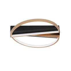Plafoniere Moderne-Selezionato da Mazzolaluce Plafoniera camera da letto tonda nero e ottone led 3000k dimmerabile