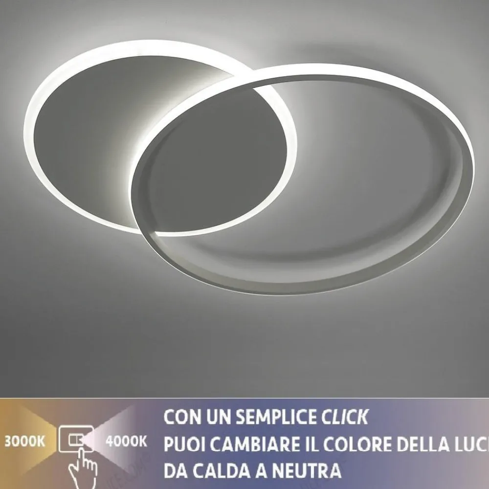 Plafoniere Moderne-Vivida International Plafoniera camera da letto vivida eclipse2 bianca led 50w 3000k 4000k