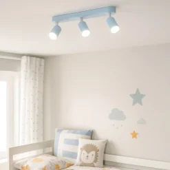Plafoniere Moderne-Selezionato da Mazzolaluce Plafoniera celeste per cameretta con 3 faretti orientabili