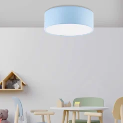Plafoniere Moderne-Selezionato da Mazzolaluce Plafoniera celeste per cameretta bambino cilindro in tessuto