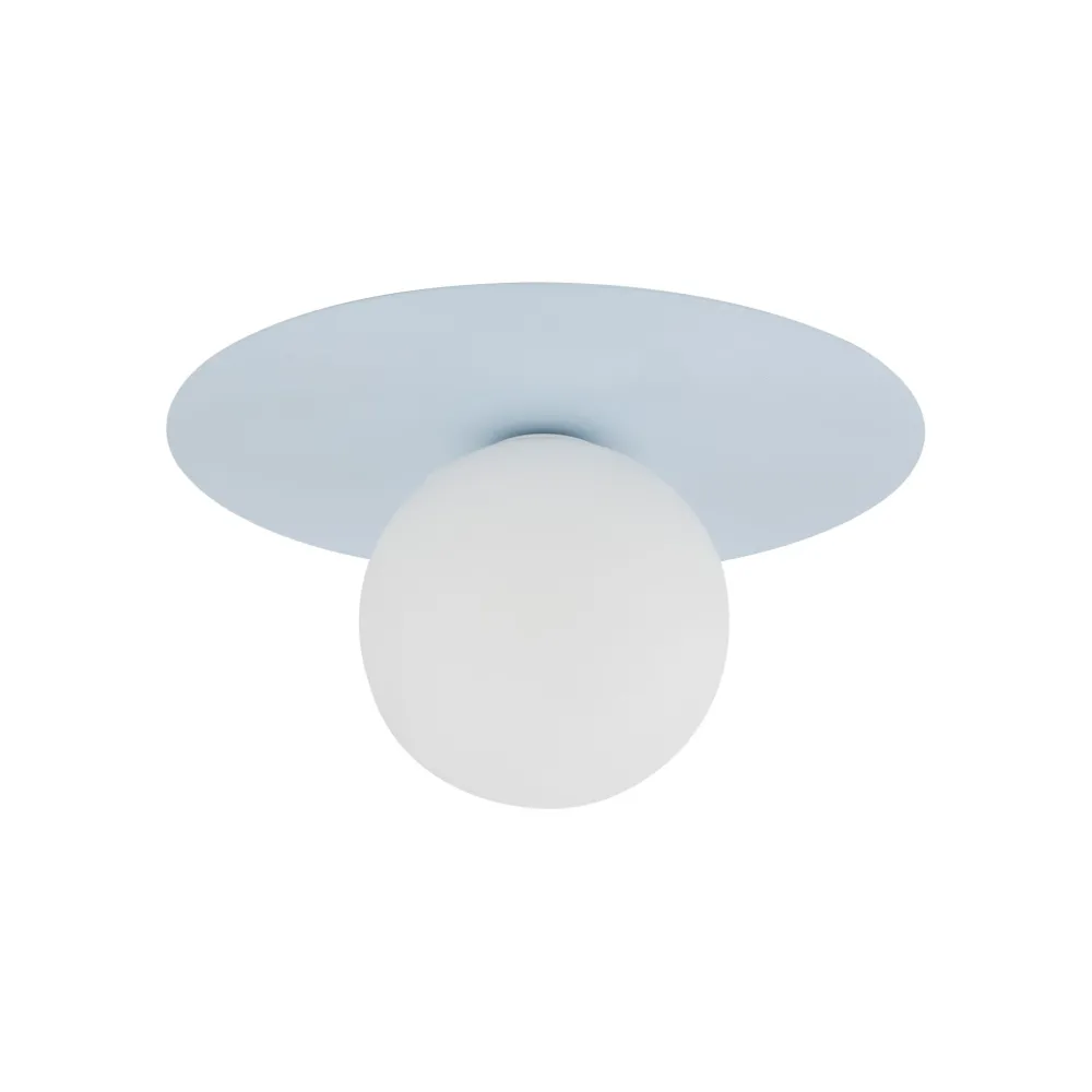 Plafoniere Moderne-Selezionato da Mazzolaluce Plafoniera celeste sfera vetro bianco per cameretta
