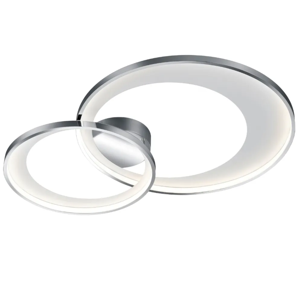 Plafoniere Moderne-Selezionato da Mazzolaluce Plafoniera cerchi cromati moderna per soggiorno led 36w 3000k dimmerabile