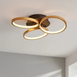 Plafoniere Moderne-Selezionato da Mazzolaluce Plafoniera cerchi design moderna nero oro dimmerabile 28w 3000k
