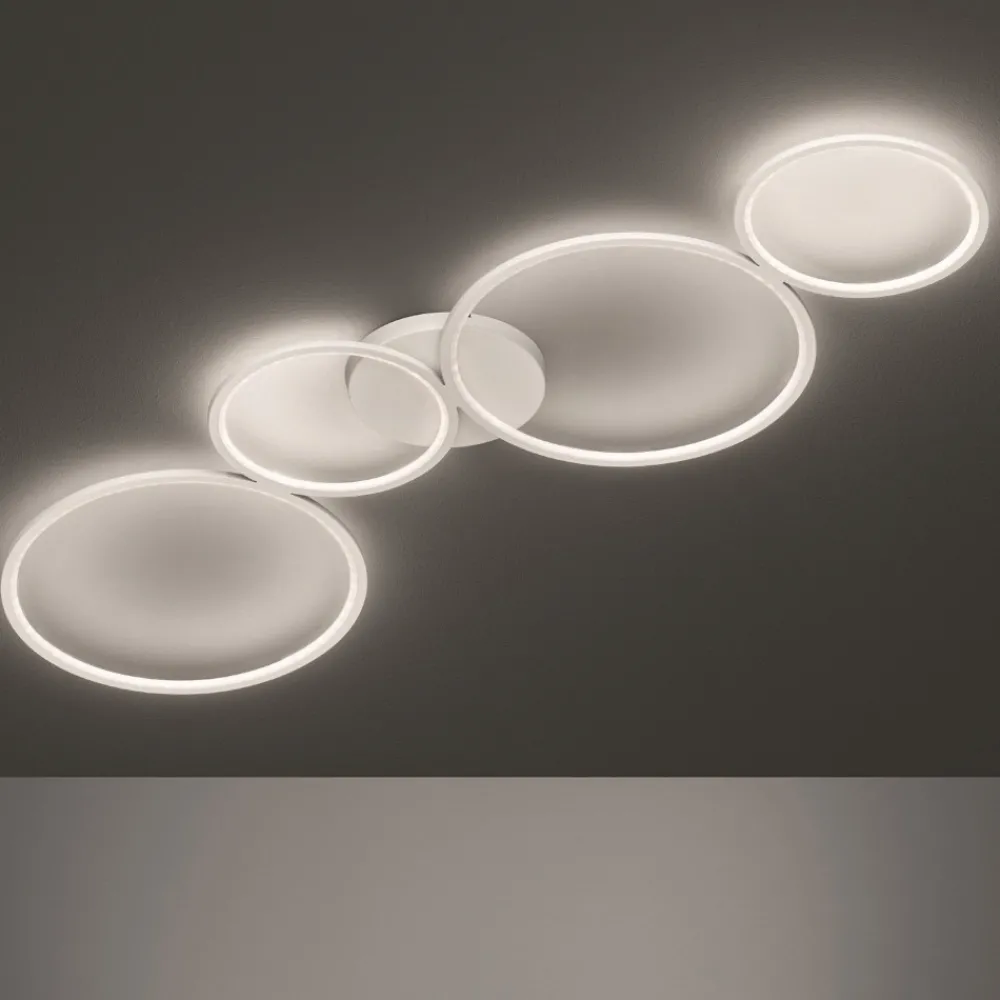 Plafoniere Moderne-Selezionato da Mazzolaluce Plafoniera cerchi led 37w 3000k dimmerabile moderna bianca