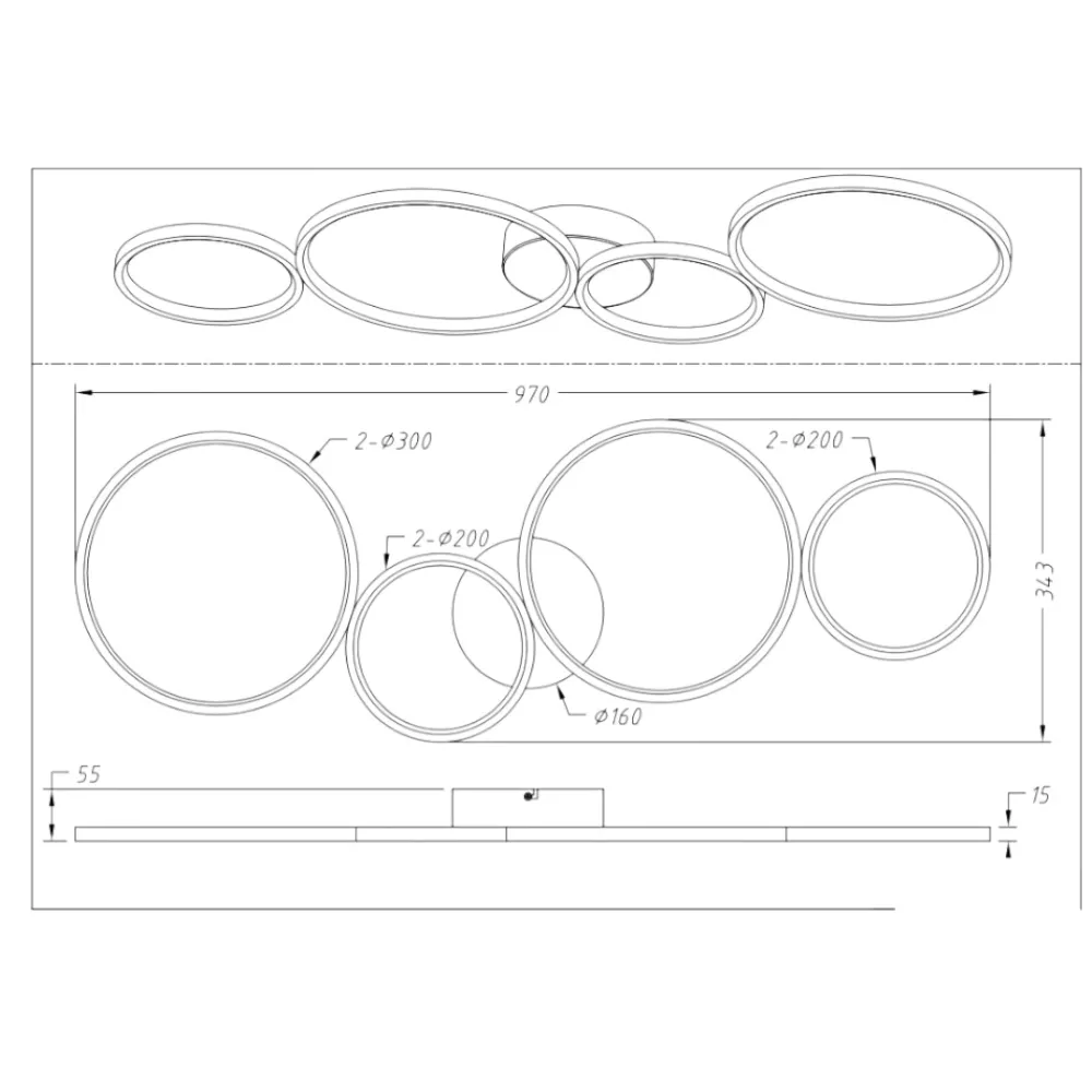 Plafoniere Moderne-Selezionato da Mazzolaluce Plafoniera cerchi led 37w 3000k dimmerabile moderna bianca