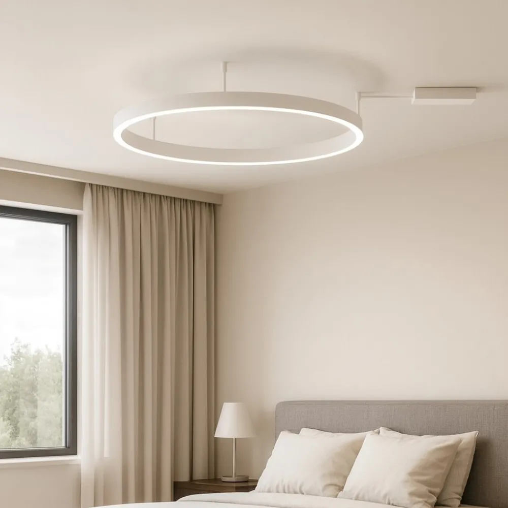 Plafoniere Moderne-Selezionato da Mazzolaluce Plafoniera cerchio 100cm bianco led 60w 3000k dimmerabile