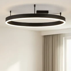Plafoniere Moderne-Selezionato da Mazzolaluce Plafoniera cerchio 80cm nera led 50w 3000k dimmerabile