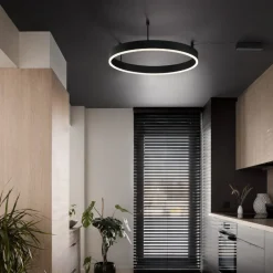 Plafoniere Moderne-Selezionato da Mazzolaluce Plafoniera cerchio 80cm nera led 50w 3000k dimmerabile