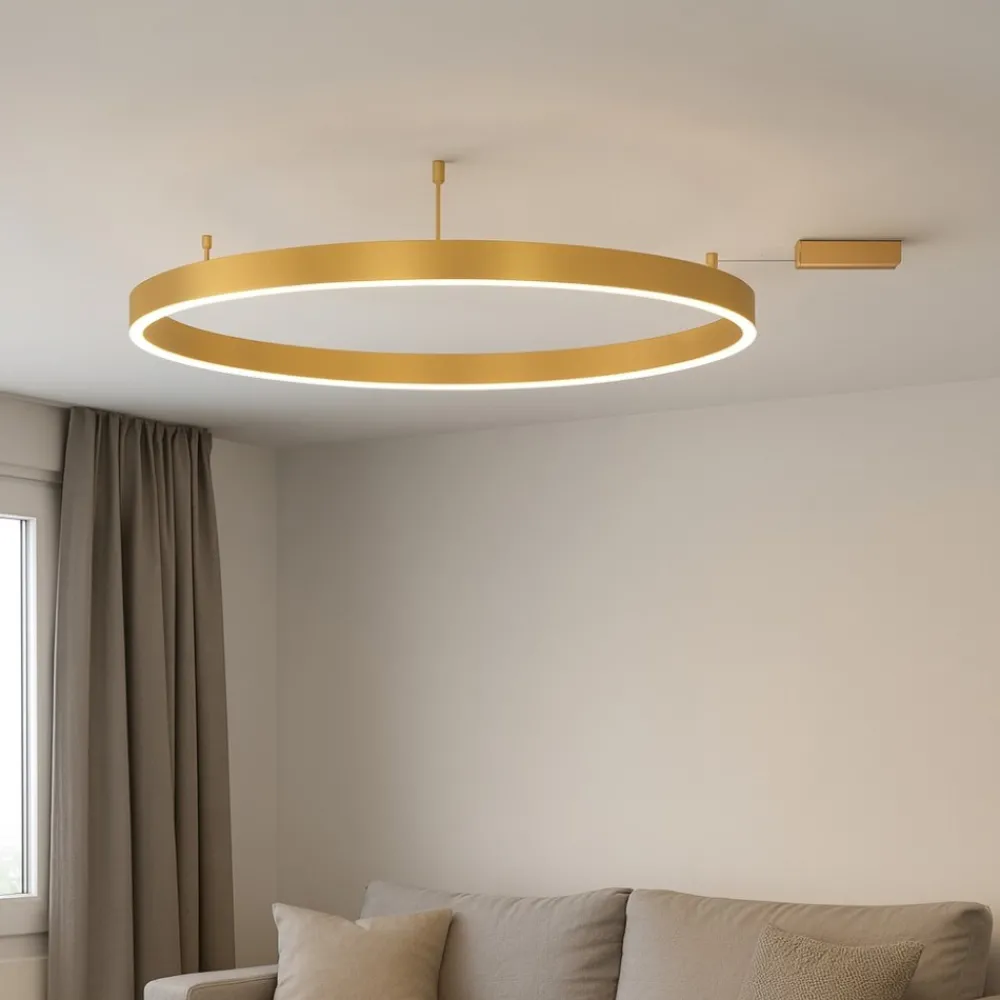 Plafoniere Moderne-Selezionato da Mazzolaluce Plafoniera cerchio oro 80cm led 50w 3000k dimmerabile