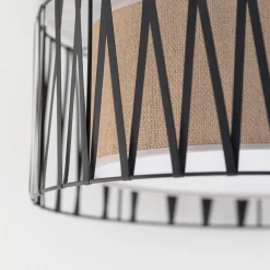 Plafoniere Moderne-Selezionato da Mazzolaluce Plafoniera cilindro 50 cm di tessuto sabbia nero moderna per camera da letto
