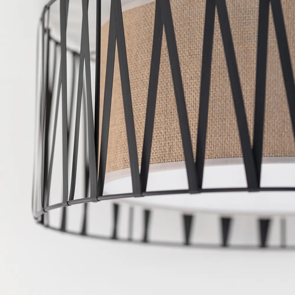 Plafoniere Moderne-Selezionato da Mazzolaluce Plafoniera cilindro 50 cm di tessuto sabbia nero moderna per camera da letto
