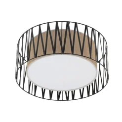 Plafoniere Moderne-Selezionato da Mazzolaluce Plafoniera cilindro 50 cm di tessuto sabbia nero moderna per camera da letto