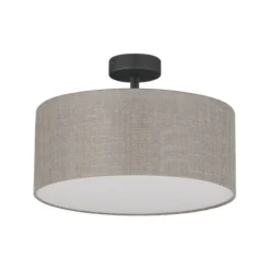 Plafoniere Moderne-Selezionato da Mazzolaluce Plafoniera cilindro da soffitto in tessuto lino rustico 40 cm per camera da letto
