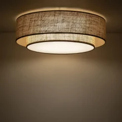 Plafoniere Moderne-Selezionato da Mazzolaluce Plafoniera cilindro di iuta moderna per camera da letto