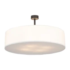 Plafoniere Moderne-Selezionato da Mazzolaluce Plafoniera cilindro di tessuto bianco 60 cm per soggiorno moderno