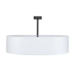 Plafoniere Moderne-Selezionato da Mazzolaluce Plafoniera cilindro di tessuto bianco 60 cm per soggiorno moderno