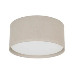 Plafoniere Moderne-Selezionato da Mazzolaluce Plafoniera cilindro di tessuto lino beige per soggiorno