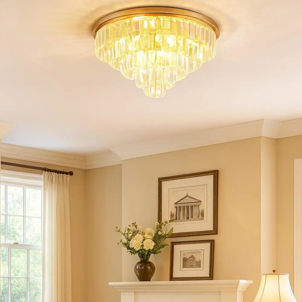 Plafoniere Moderne-Ondaluce Plafoniera classica con cristalli pl castle md oro