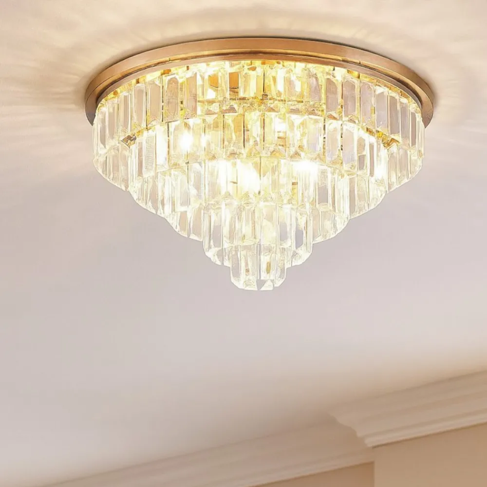 Plafoniere Moderne-Ondaluce Plafoniera classica pl castle pc oro cristalli per salotto