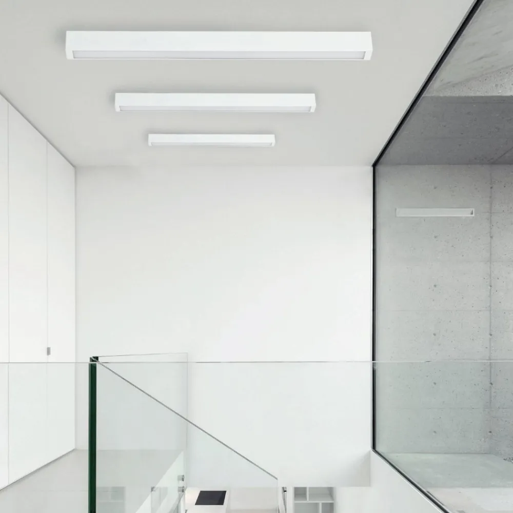Plafoniere Moderne-Selezionato da Mazzolaluce Plafoniera 122 cm bianca design sottile moderna led 22w 3000k