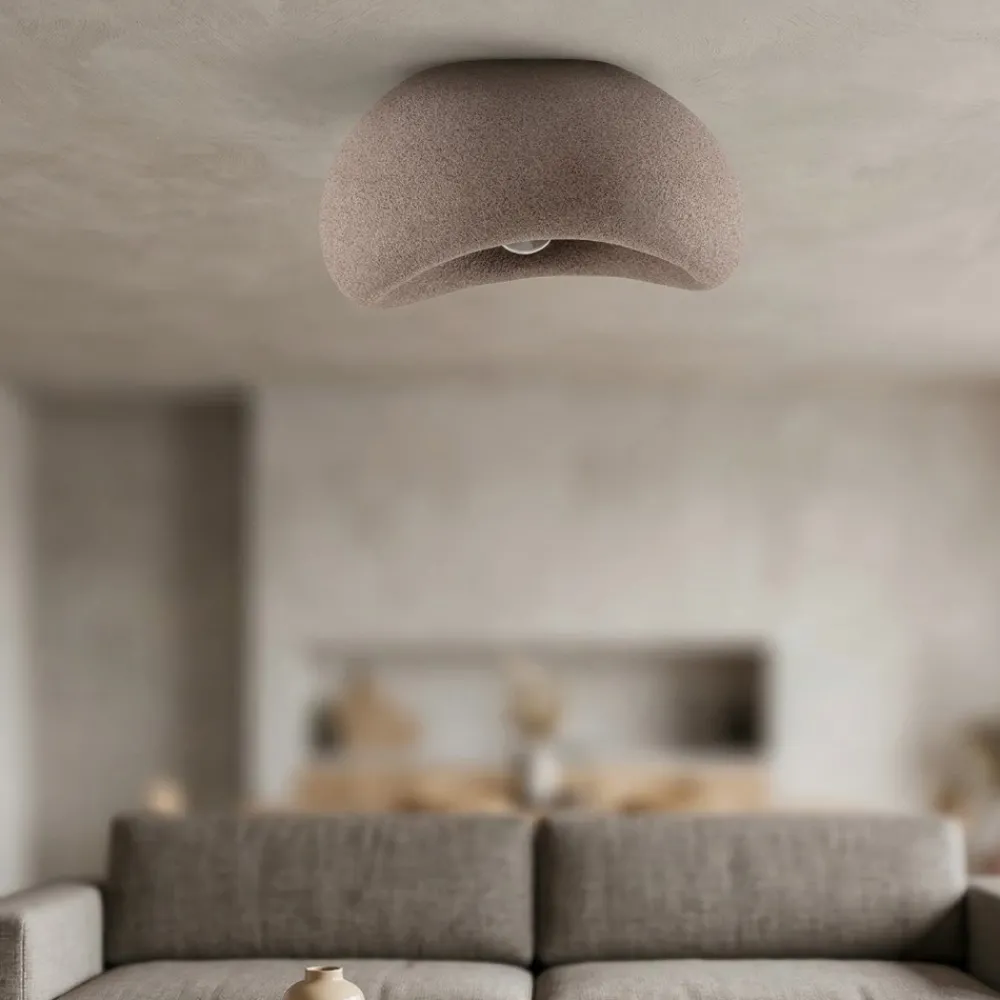 Plafoniere Moderne-Selezionato da Mazzolaluce Plafoniera 40cm da soffitto design wabi sabi marrone japandi