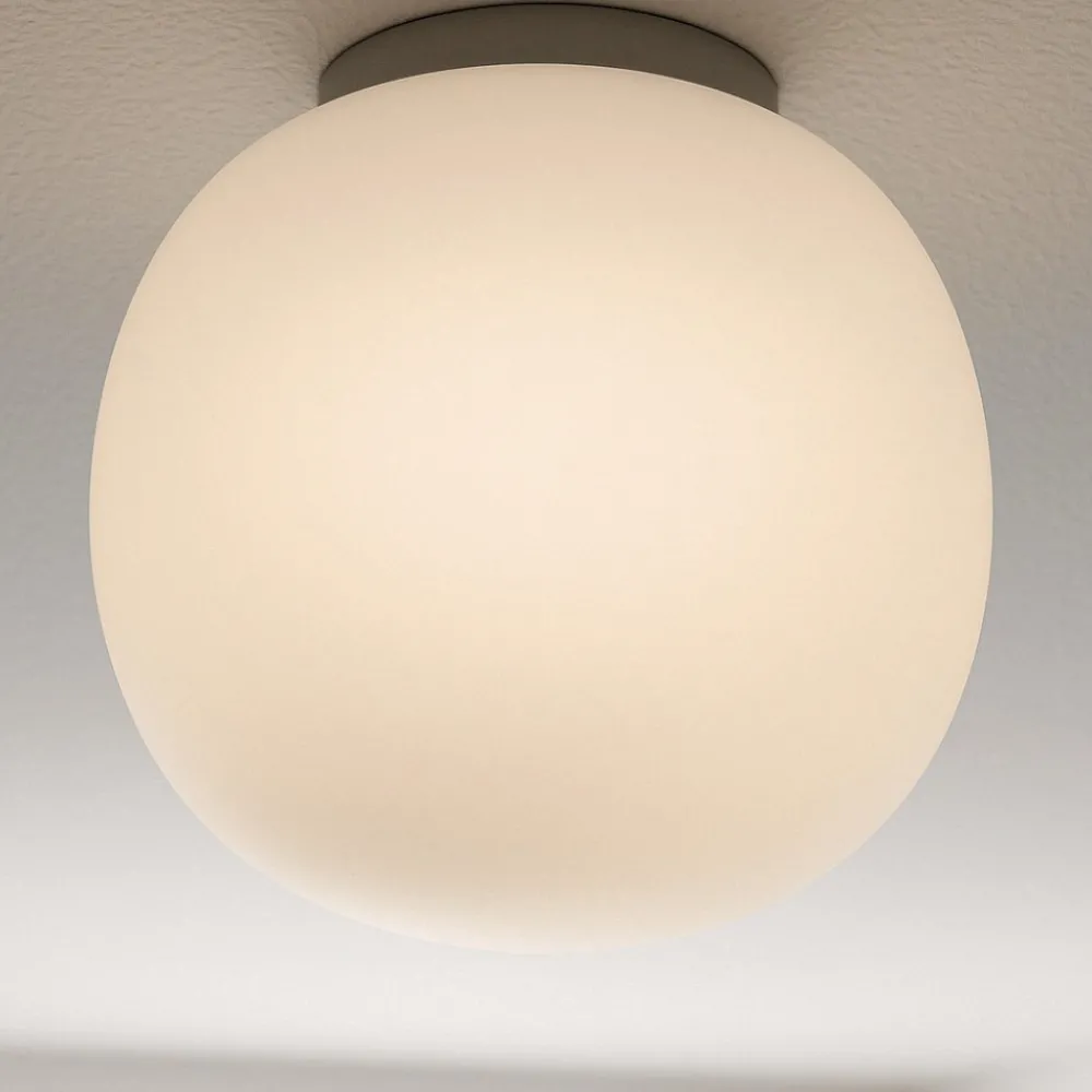 Plafoniere Moderne-Selezionato da Mazzolaluce Plafoniera 19cm moderna boccia vetro boccia sfera bianca e cromo lucido per cucina
