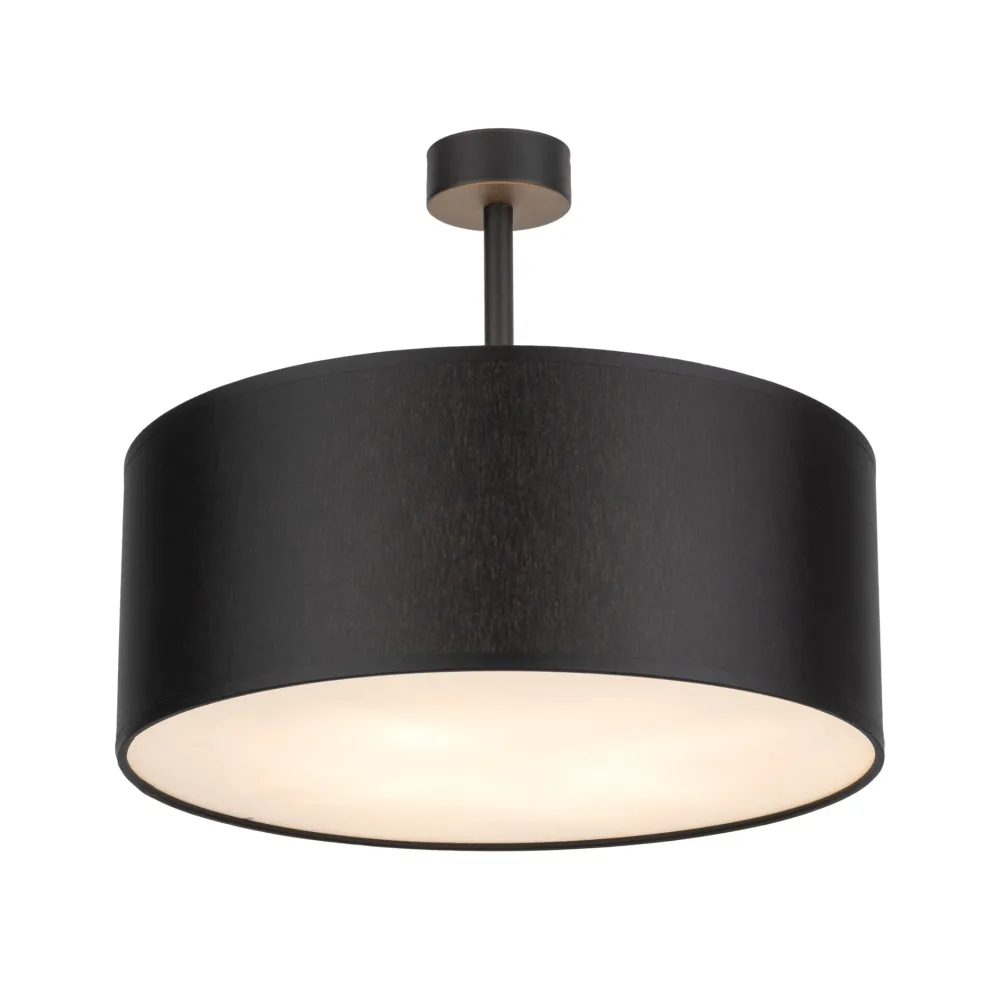 Plafoniere Moderne-Selezionato da Mazzolaluce Plafoniera 40 cm nera da soffitto cilindro in tessuto per camera da letto