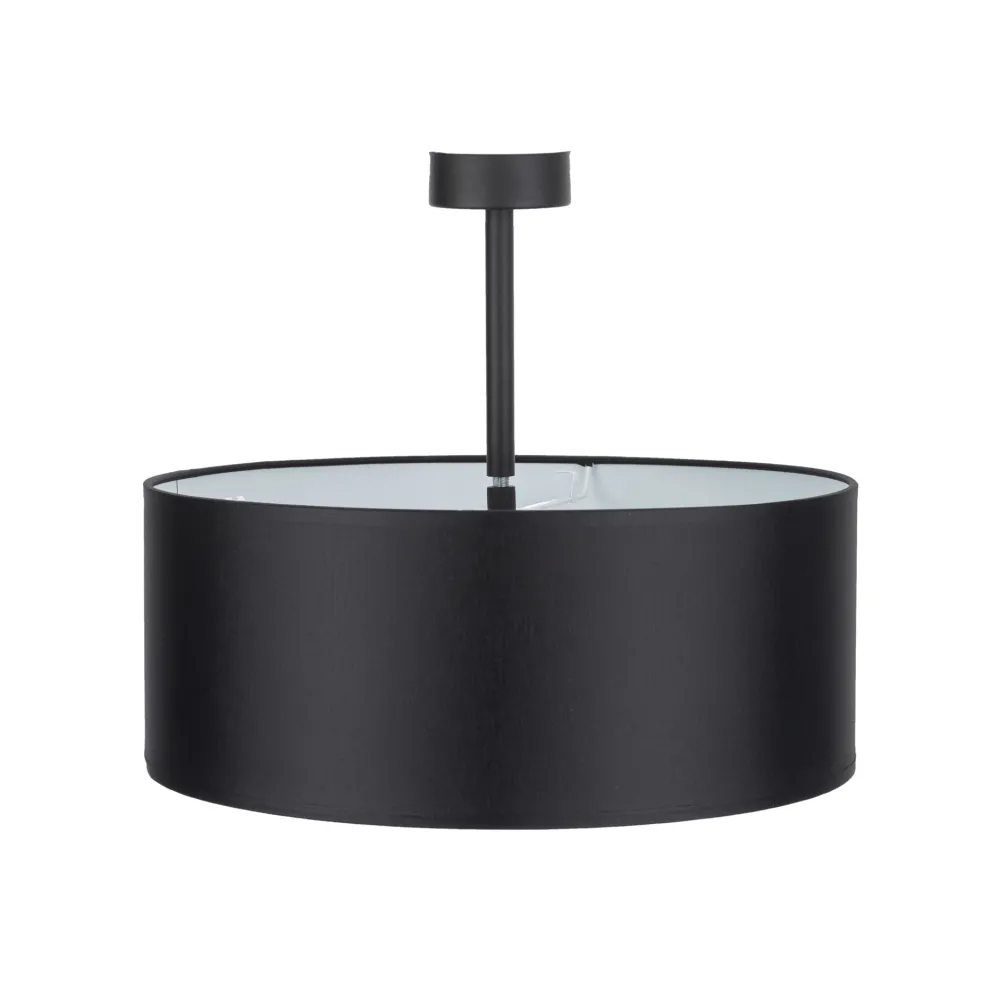 Plafoniere Moderne-Selezionato da Mazzolaluce Plafoniera 40 cm nera da soffitto cilindro in tessuto per camera da letto
