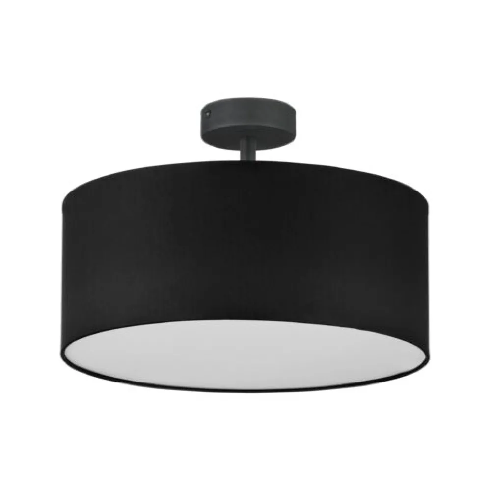 Plafoniere Moderne-Selezionato da Mazzolaluce Plafoniera 40 cm nera da soffitto cilindro in tessuto per camera da letto