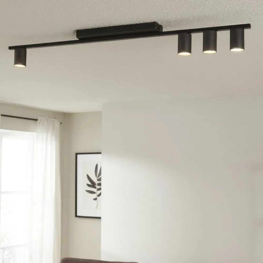 Plafoniere Moderne-Selezionato da Mazzolaluce Plafoniera 100cm nera per cucina moderna