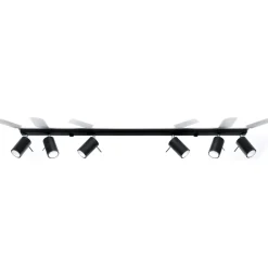 Plafoniere Moderne-Selezionato da Mazzolaluce Plafoniera 118 cm nero 6 luci con faretti orientabili