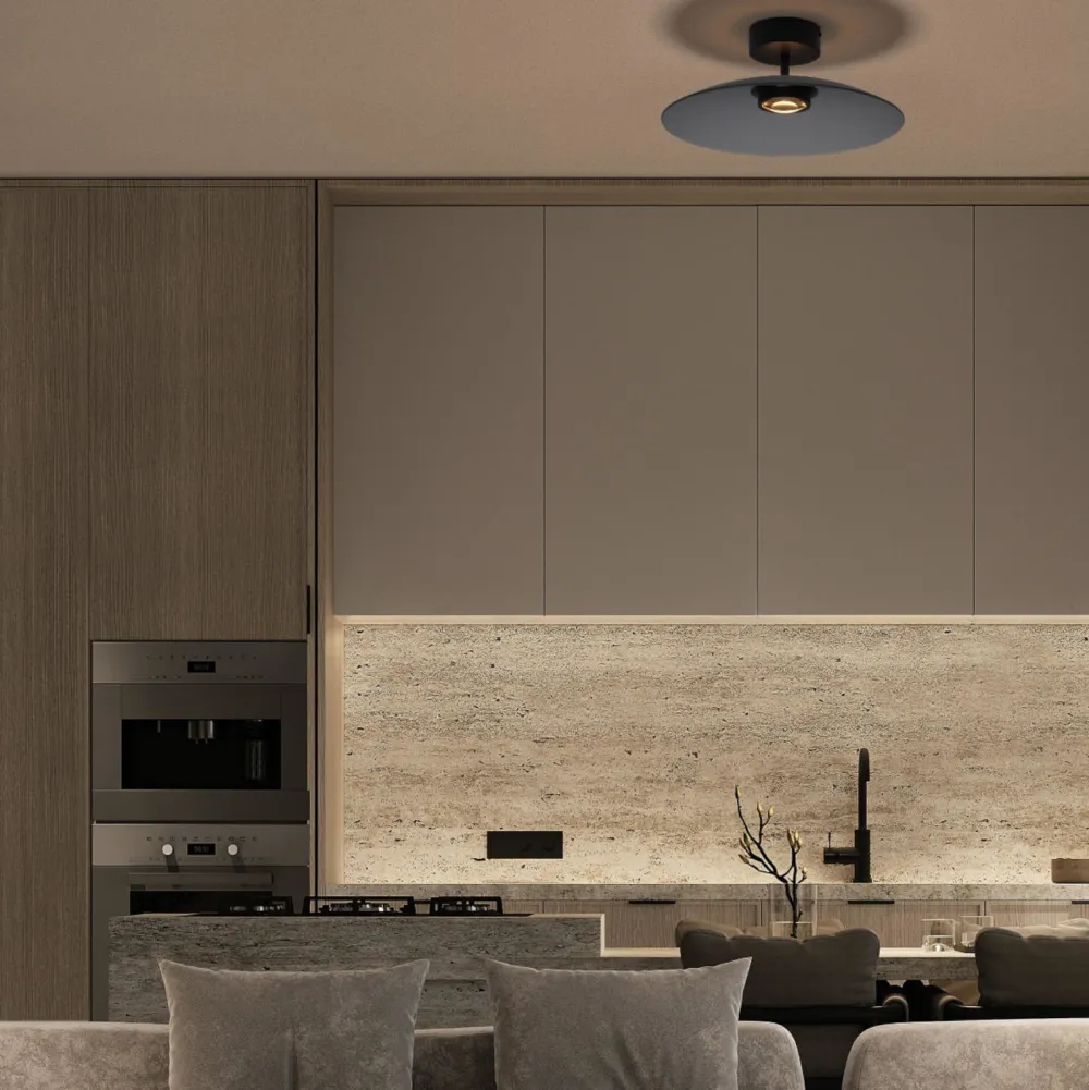 Plafoniere Moderne-Selezionato da Mazzolaluce Plafoniera 40cm piatto vetro fume led 3000k per cucina