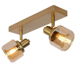 Plafoniere Moderne-Selezionato da Mazzolaluce Plafoniera con due faretti oro vetri ambra