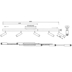 Plafoniere Moderne-Selezionato da Mazzolaluce Plafoniera con faretti allungabile alluminio nero led 2700k a 6500k con telecomando