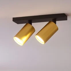 Plafoniere Moderne-Maytoni Plafoniera con faretti led nero oro 2 luci orientabili focus