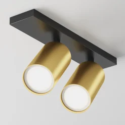 Plafoniere Moderne-Maytoni Plafoniera con faretti led nero oro 2 luci orientabili focus