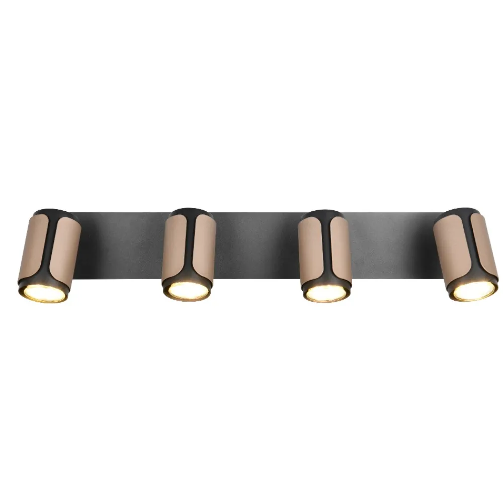 Plafoniere Moderne-Selezionato da Mazzolaluce Plafoniera con 4 faretti nero caffe luci orientabili