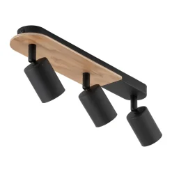 Plafoniere Moderne-Selezionato da Mazzolaluce Plafoniera con faretti nero legno orientabili per cucina
