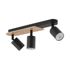 Plafoniere Moderne-Selezionato da Mazzolaluce Plafoniera con faretti nero legno orientabili per cucina