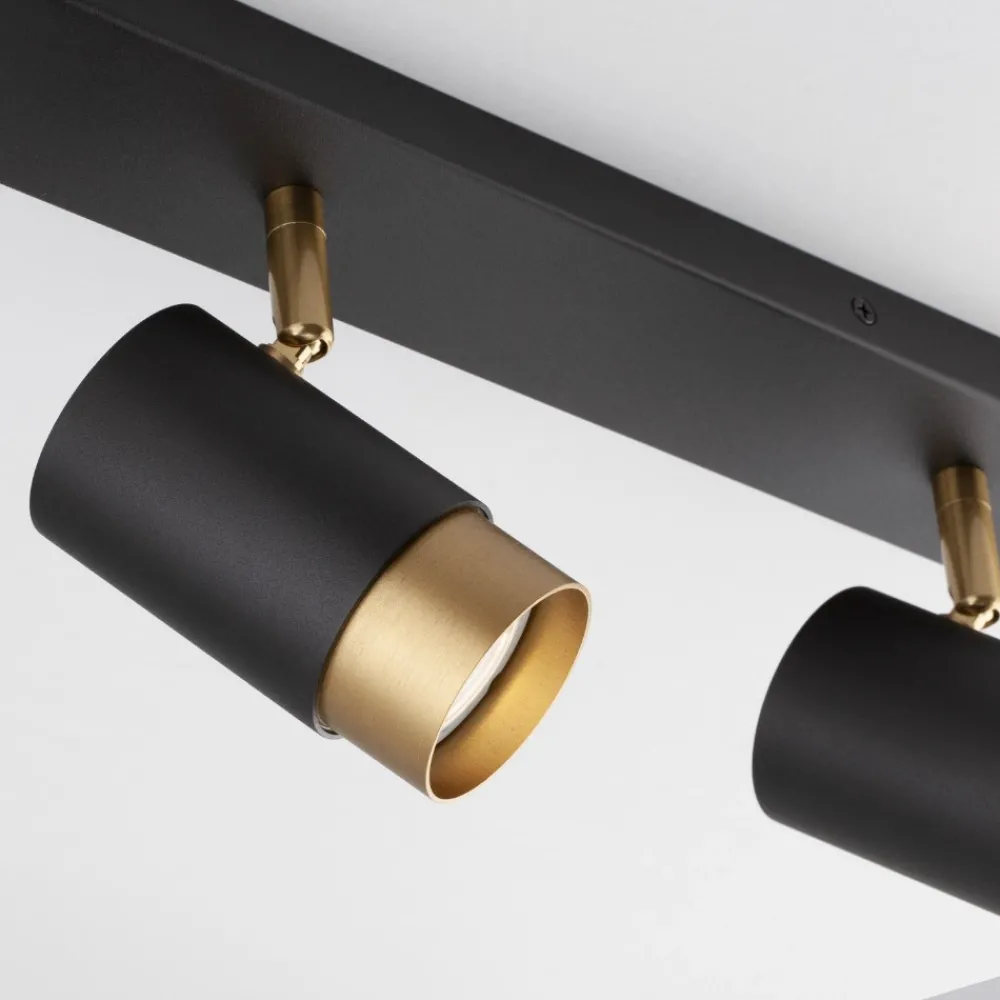 Plafoniere Moderne-Selezionato da Mazzolaluce Plafoniera con 3 faretti nero oro orientabili