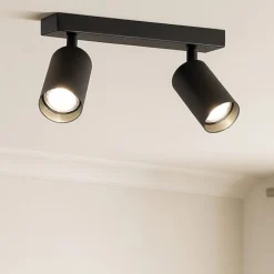 Plafoniere Moderne-IsyLuce Plafoniera con 2 faretti orientabili nera