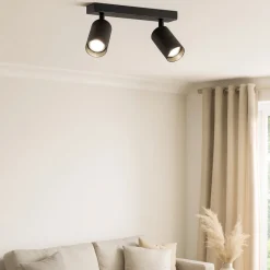 Plafoniere Moderne-IsyLuce Plafoniera con 2 faretti orientabili nera