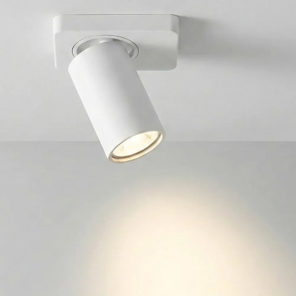 Plafoniere Moderne-Perenz Illuminazione Plafoniera con spot orientabile cilindro bianco soffitto parete